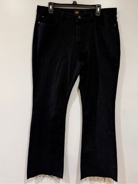 LEE Womens Size 16M Black Bootcut Jeans Raw Hem Indie Mid Rise Stretch Pants